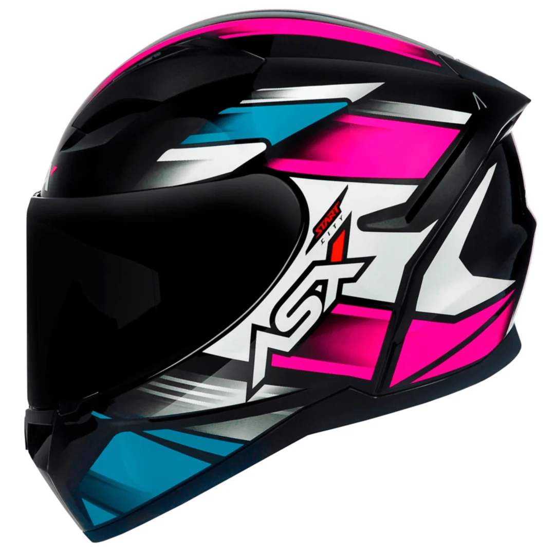 CAPACETE ASX CITY START PRETO/TURQUESA/ROSA