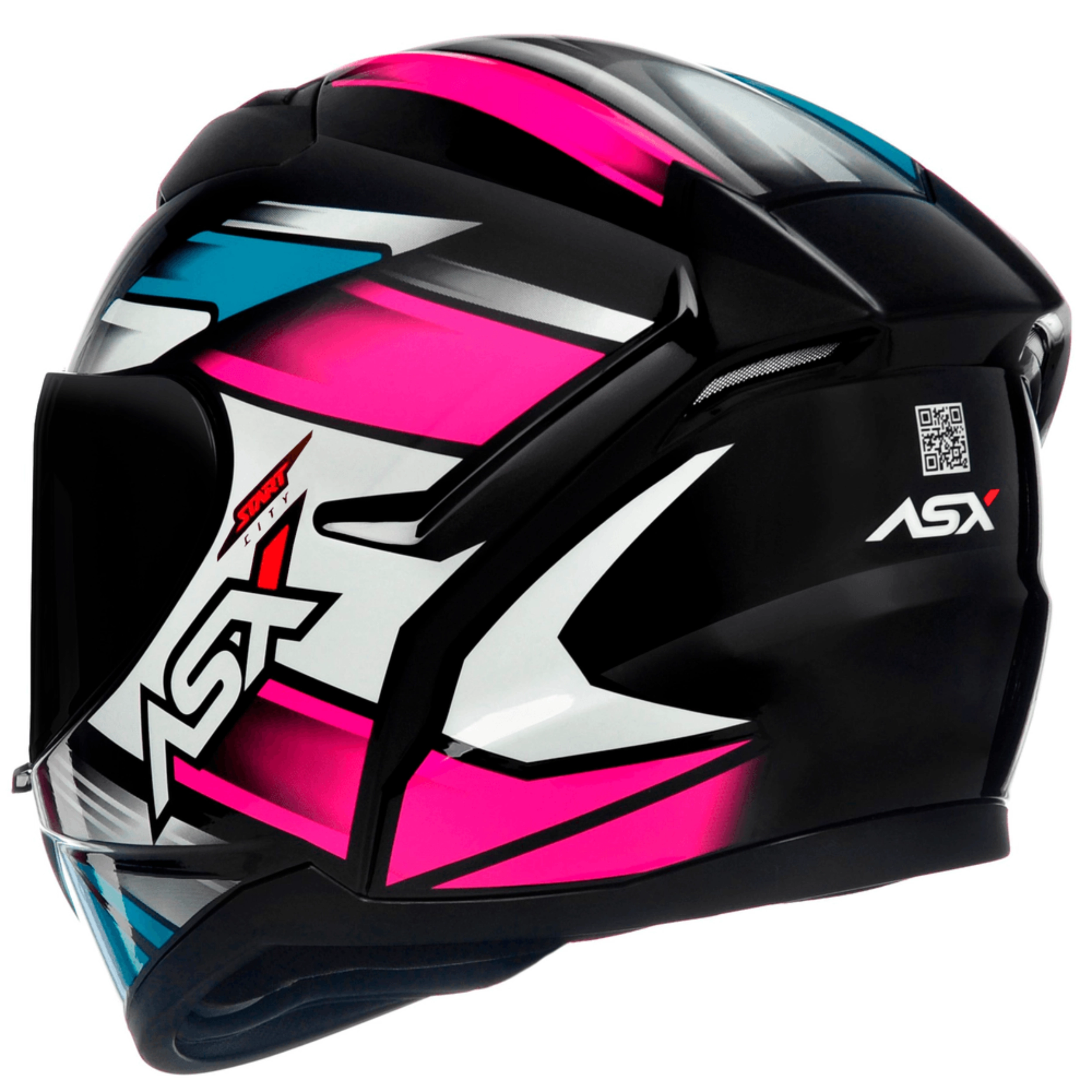 CAPACETE ASX CITY START PRETO/TURQUESA/ROSA - Imagem 2