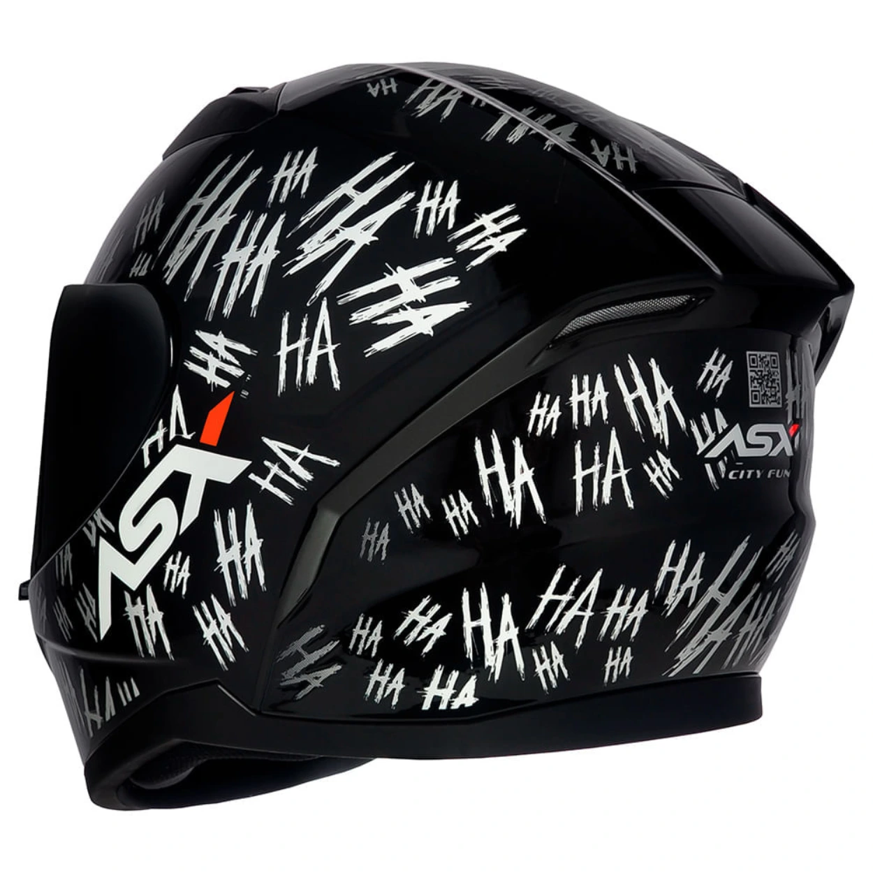 CAPACETE ASX CITY FUN HAHA BRILHO PRETO/BRANCO - Imagem 11