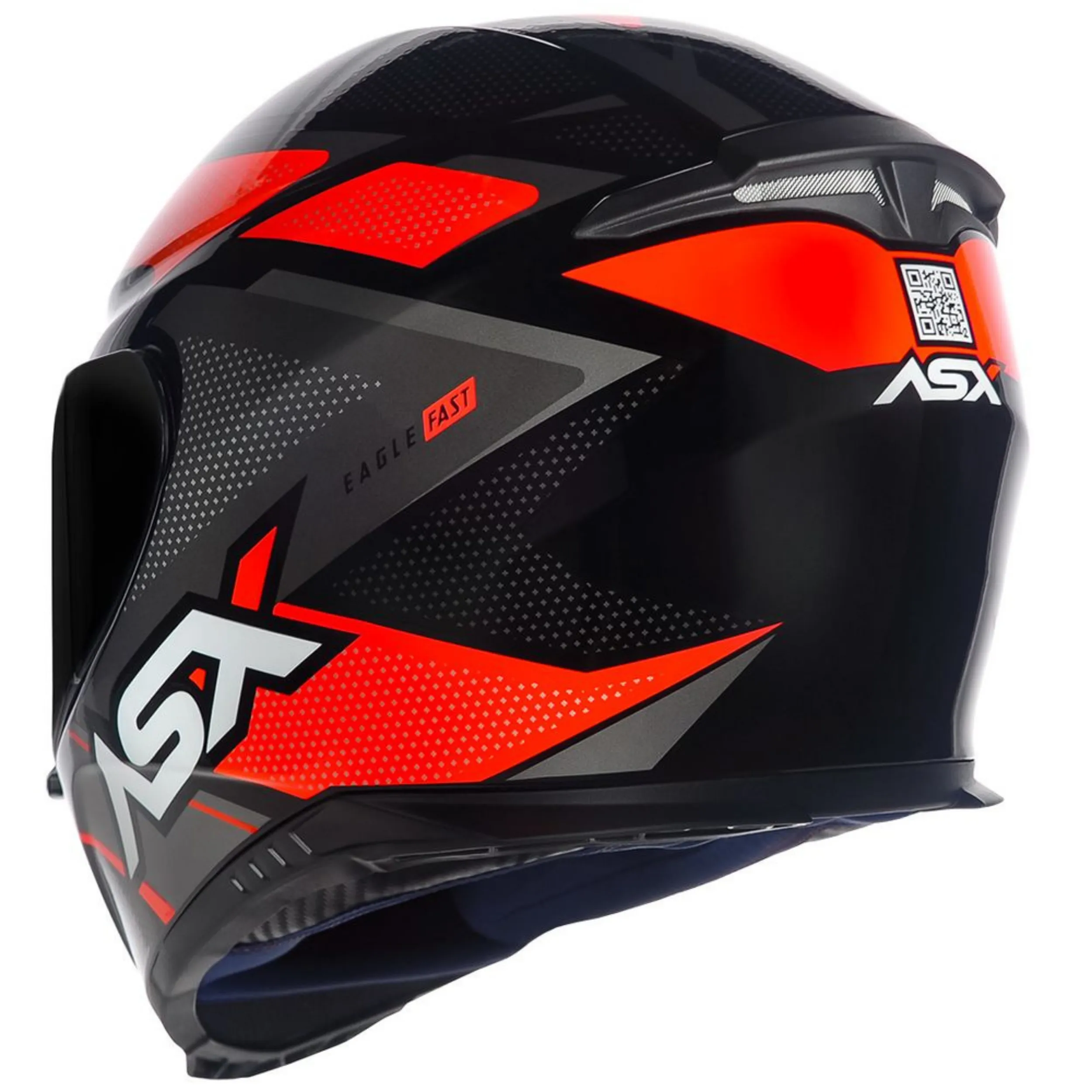 CAPACETE ASX EAGLE FAST BRILHO PRETO/VERM/GRAFITE - Imagem 2