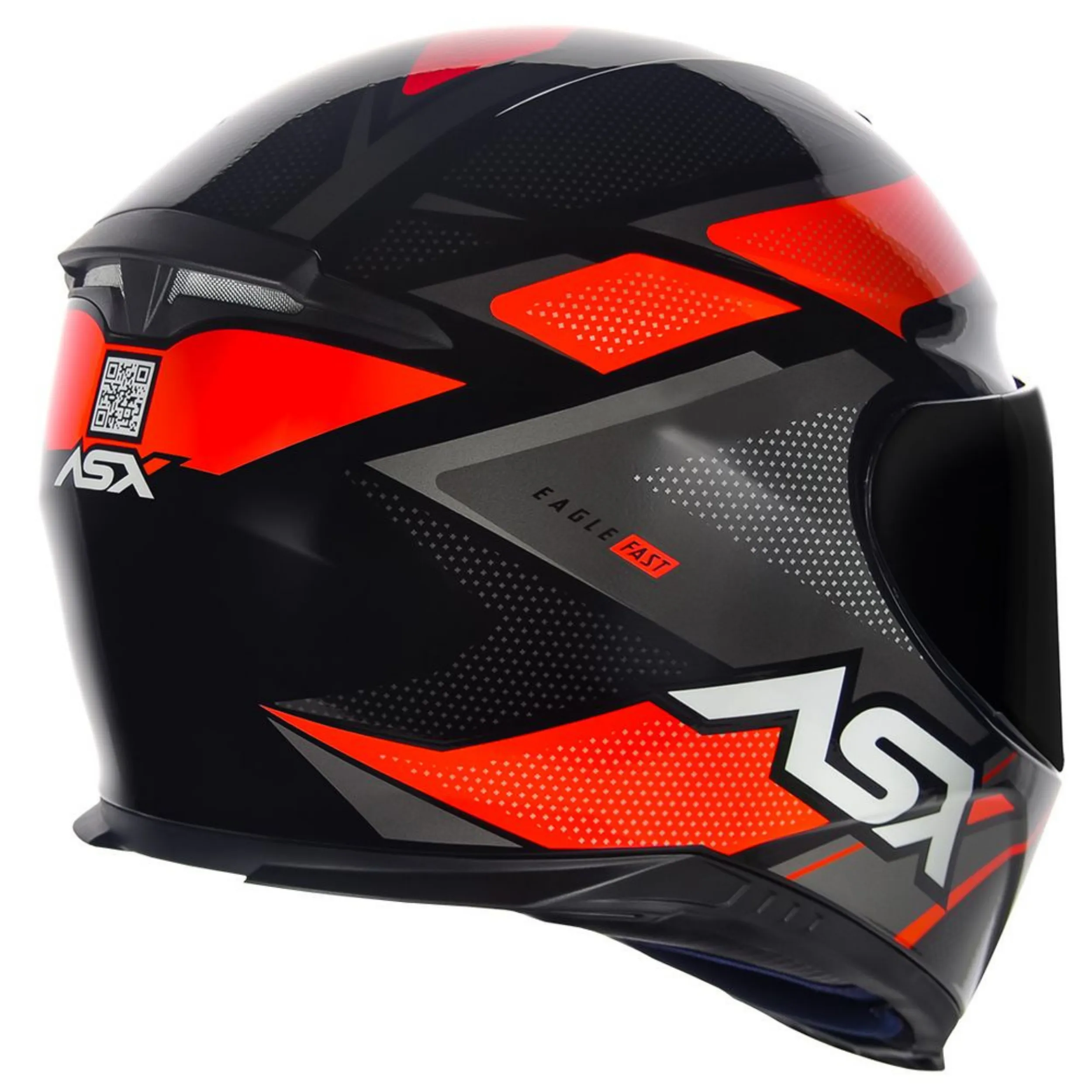 CAPACETE ASX EAGLE FAST BRILHO PRETO/VERM/GRAFITE - Imagem 4