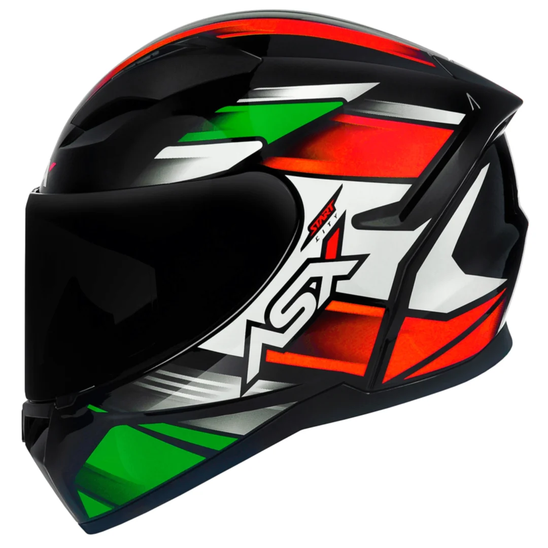 CAPACETE ASX CITY START PRETO/VERM/VERDE