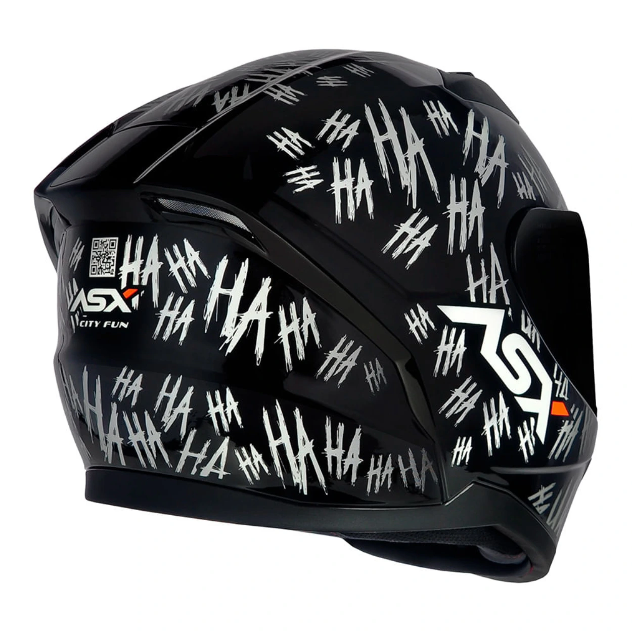 CAPACETE ASX CITY FUN HAHA BRILHO PRETO/BRANCO - Imagem 8