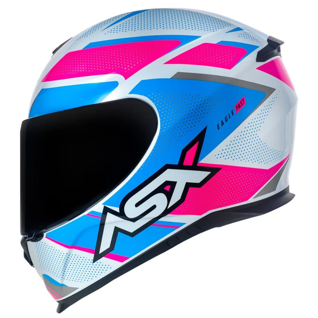 CAPACETE ASX EAGLE FAST BRILHO BRANCO/ROSA/AZUL