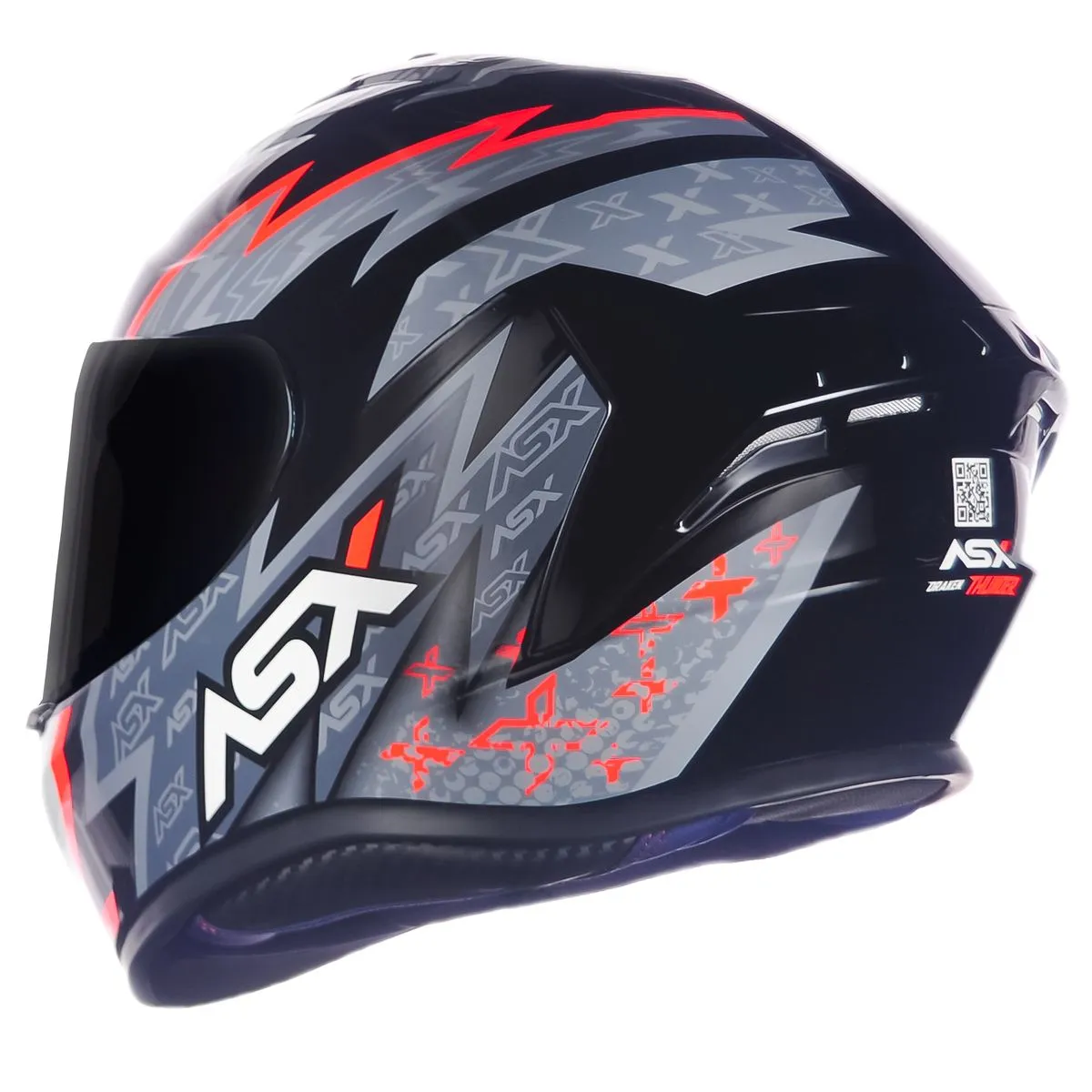 CAPACETE ASX DRAKEN THUNDER PRETO/CINZA/VERM - Imagem 2