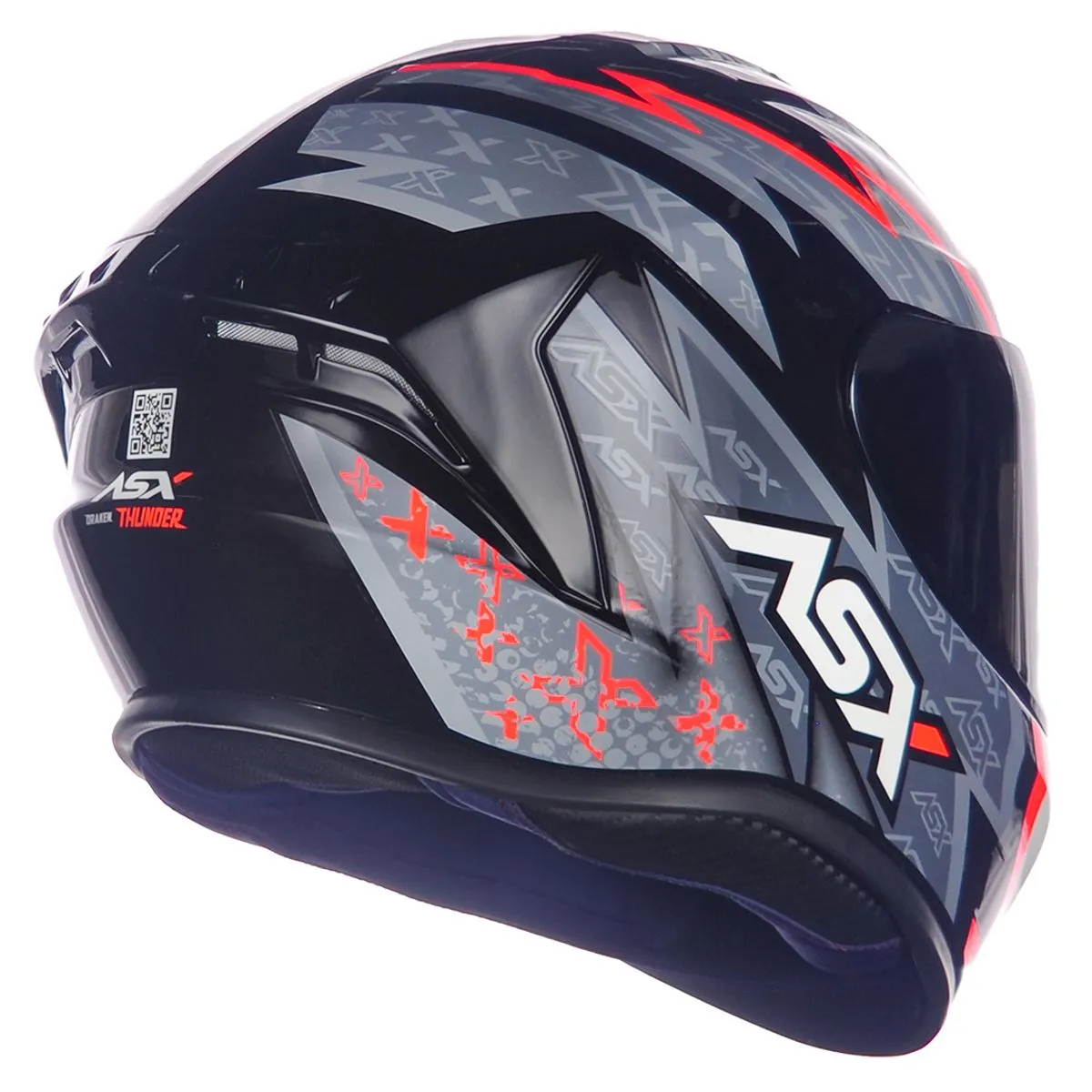 CAPACETE ASX DRAKEN THUNDER PRETO/CINZA/VERM - Imagem 4