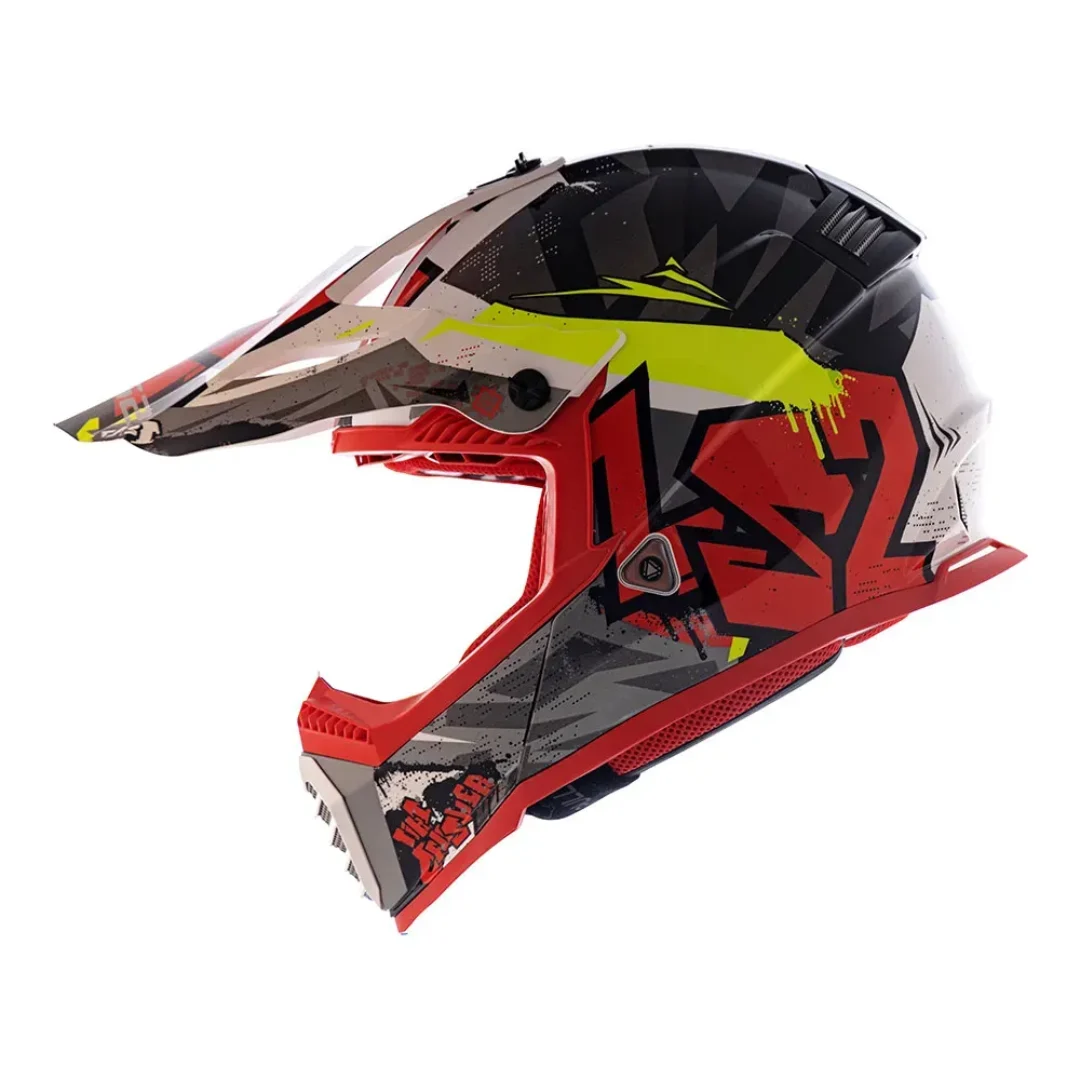 CAPACETE FAST MX437 CRUSHER BLACK RED LS2