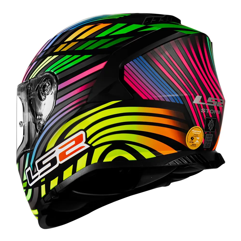 CAPACETE STORM FF800 POWER MATTE BLACK RAINBOW LS2 - Imagem 5