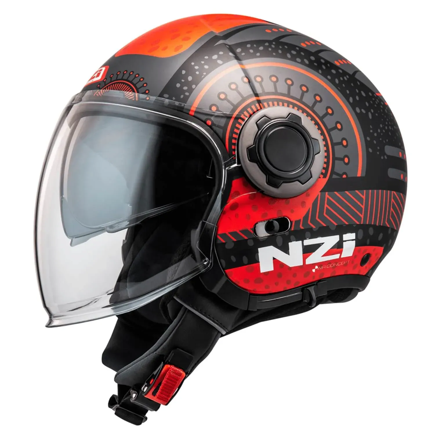 CAPACETE NZI RINGWAY DUO ANTERA ANTRACITE VERMELHO FOSCO